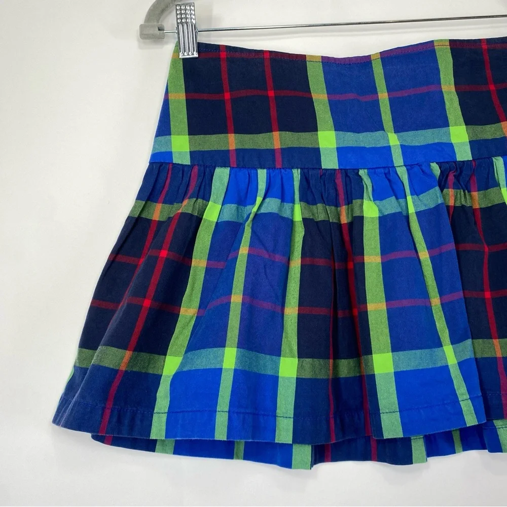 Hollister Y2K School Girl Blue Cotton Plaid Pleated Skirt Size 3 Academia